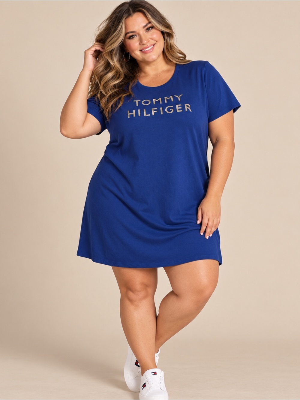 Tommy Hilfiger Royal Blue Logo Short Sleeve Tee Dress